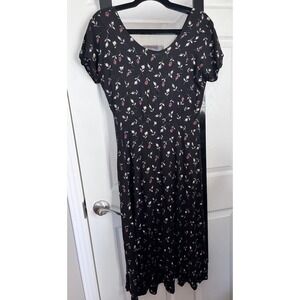 VTG Decked Out Womens Cap Sleeve Floral Dress Sz 9/10 Made in USA
